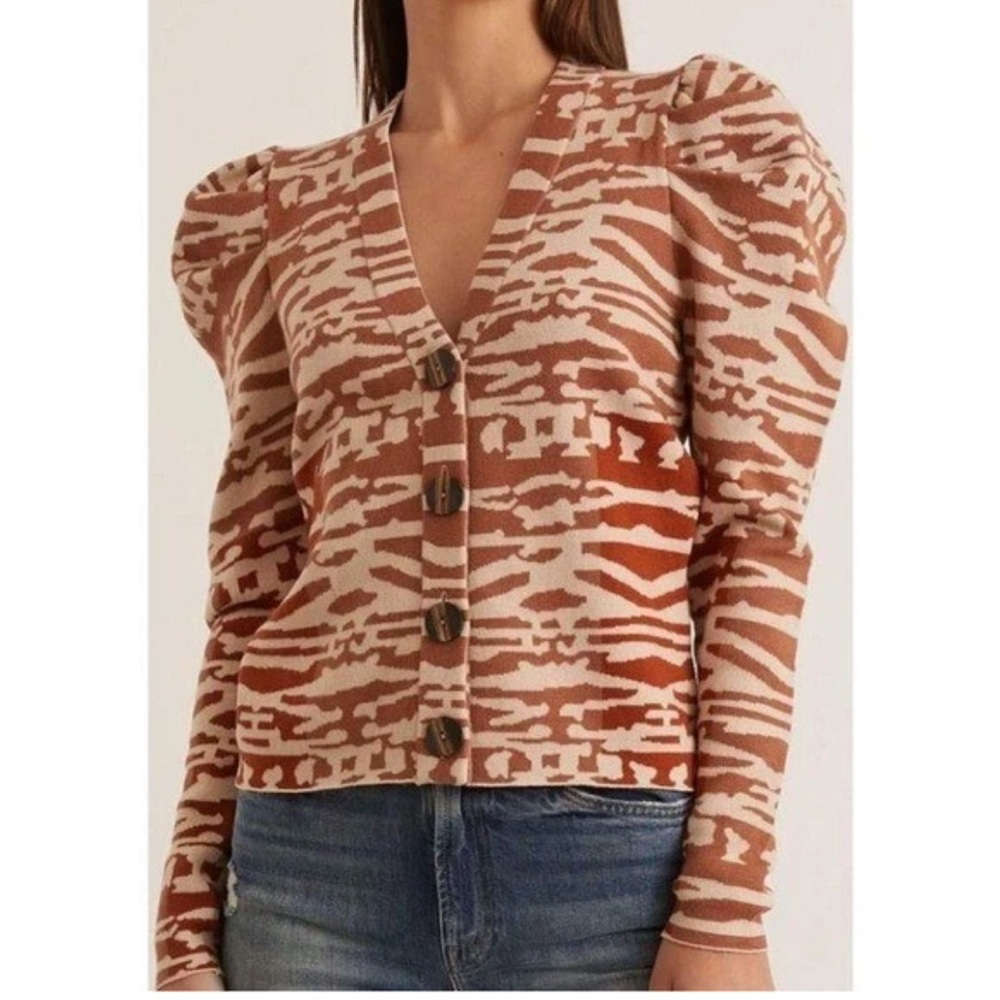 Ulla Johnson Brown and Cream Patterned Cardigan